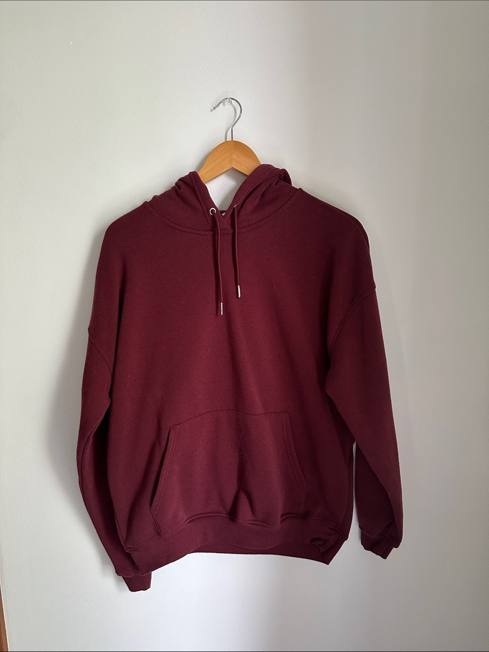 Men's Burgundy Pullover Hoodie - Classic Comfort